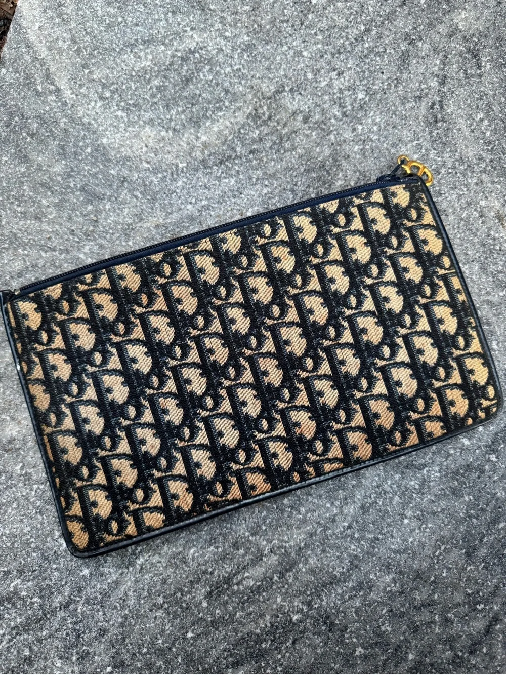 Authentic Vintage Christian Dior Monogram Canvas Zip Pouch